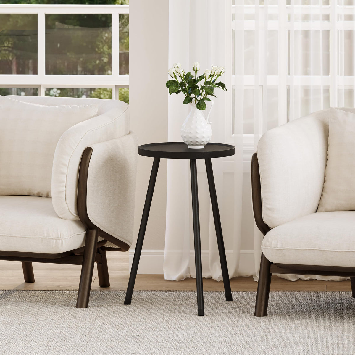 YAUKTAK Mini Round Side Table for Small Living Spaces