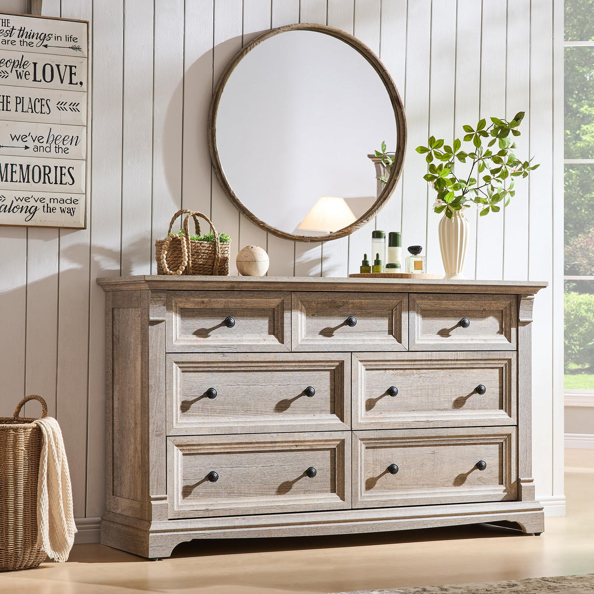 T4TREAM Farmhouse Drawer Dresser for Bedroom Storage