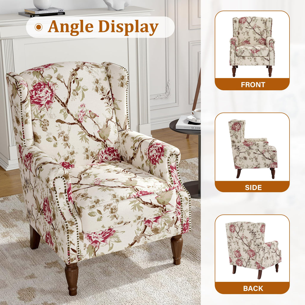 Qatiby High-Back Upholstered Wingback Accent Chair
