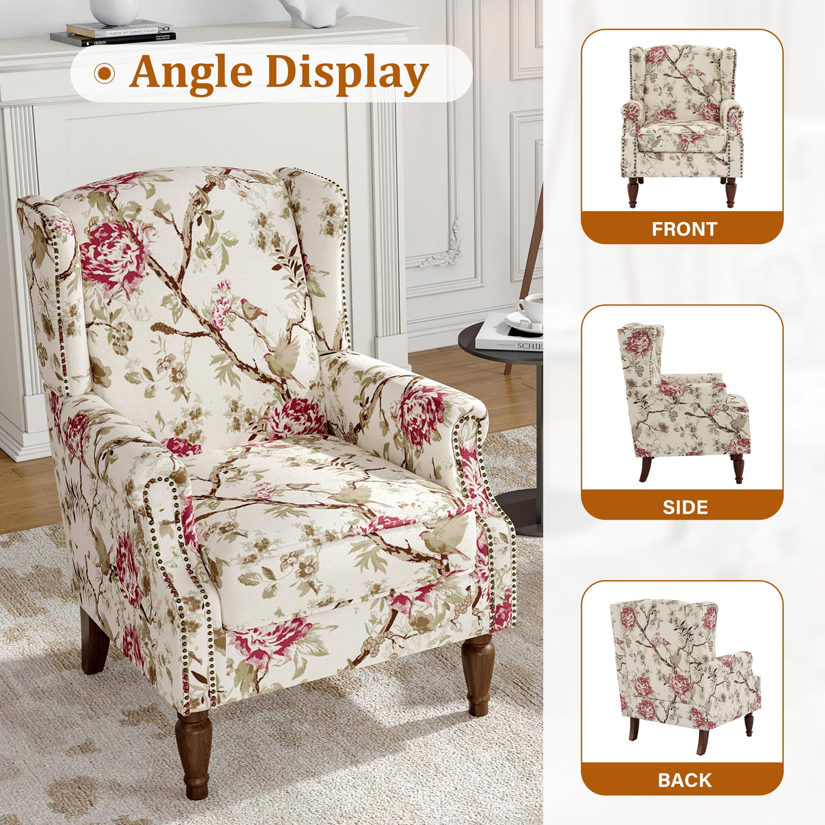 Qatiby High-Back Upholstered Wingback Accent Chair