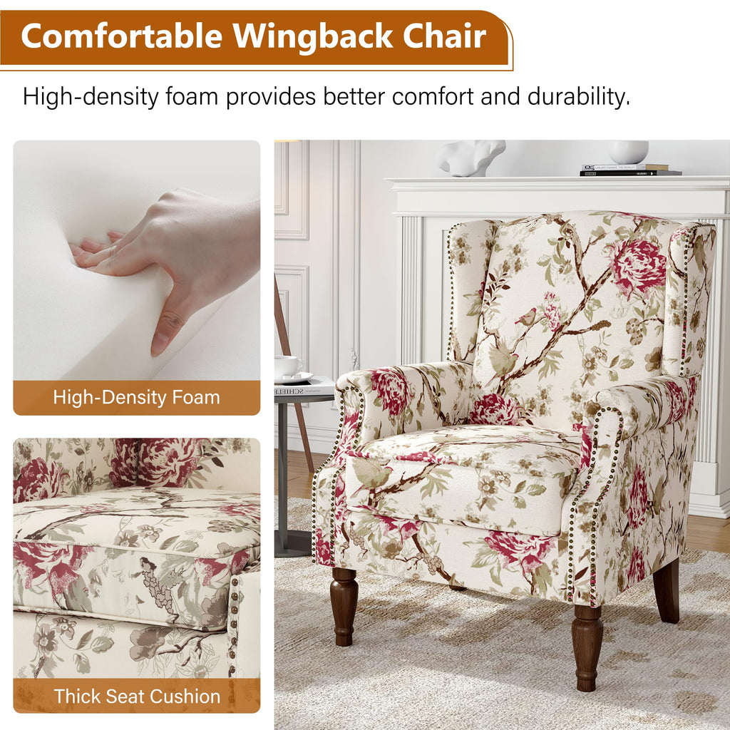 Qatiby High-Back Upholstered Wingback Accent Chair