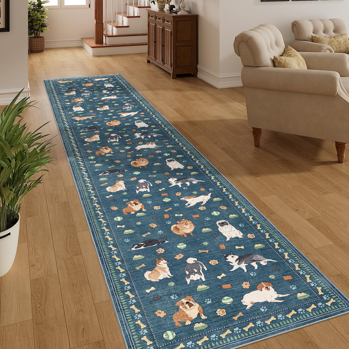 DUKINO Black Floral Area Rug for Modern Home Decor