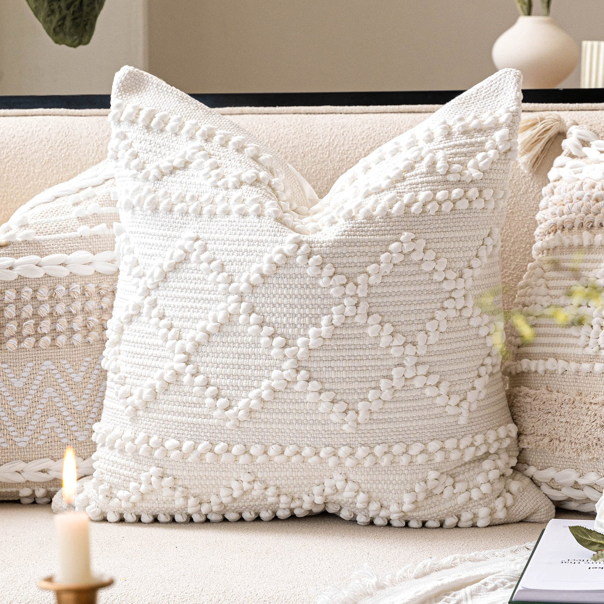 BlissBlush Boho Decorative Throw Pillow Cover for Sofa