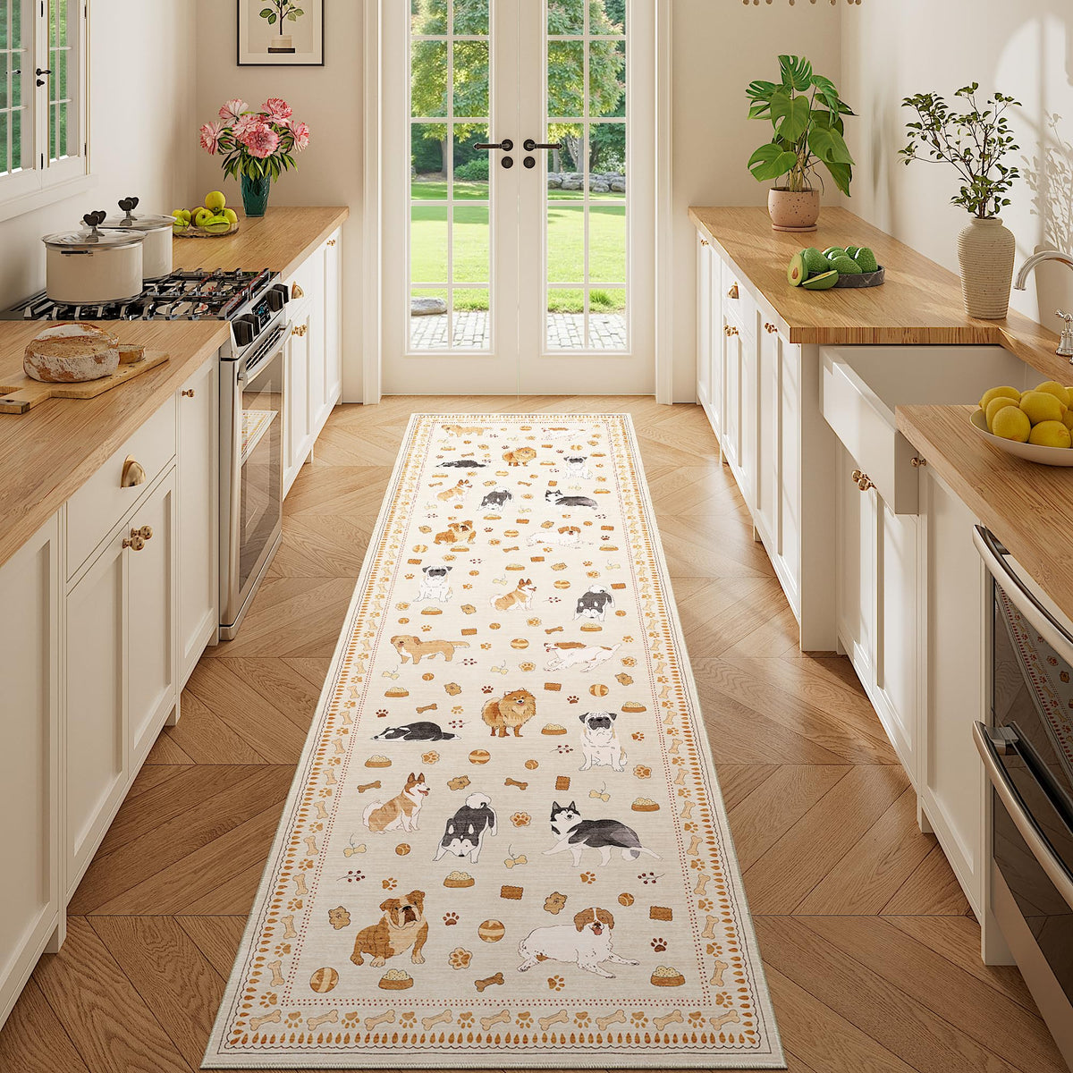 DUKINO Black Floral Area Rug for Modern Home Decor