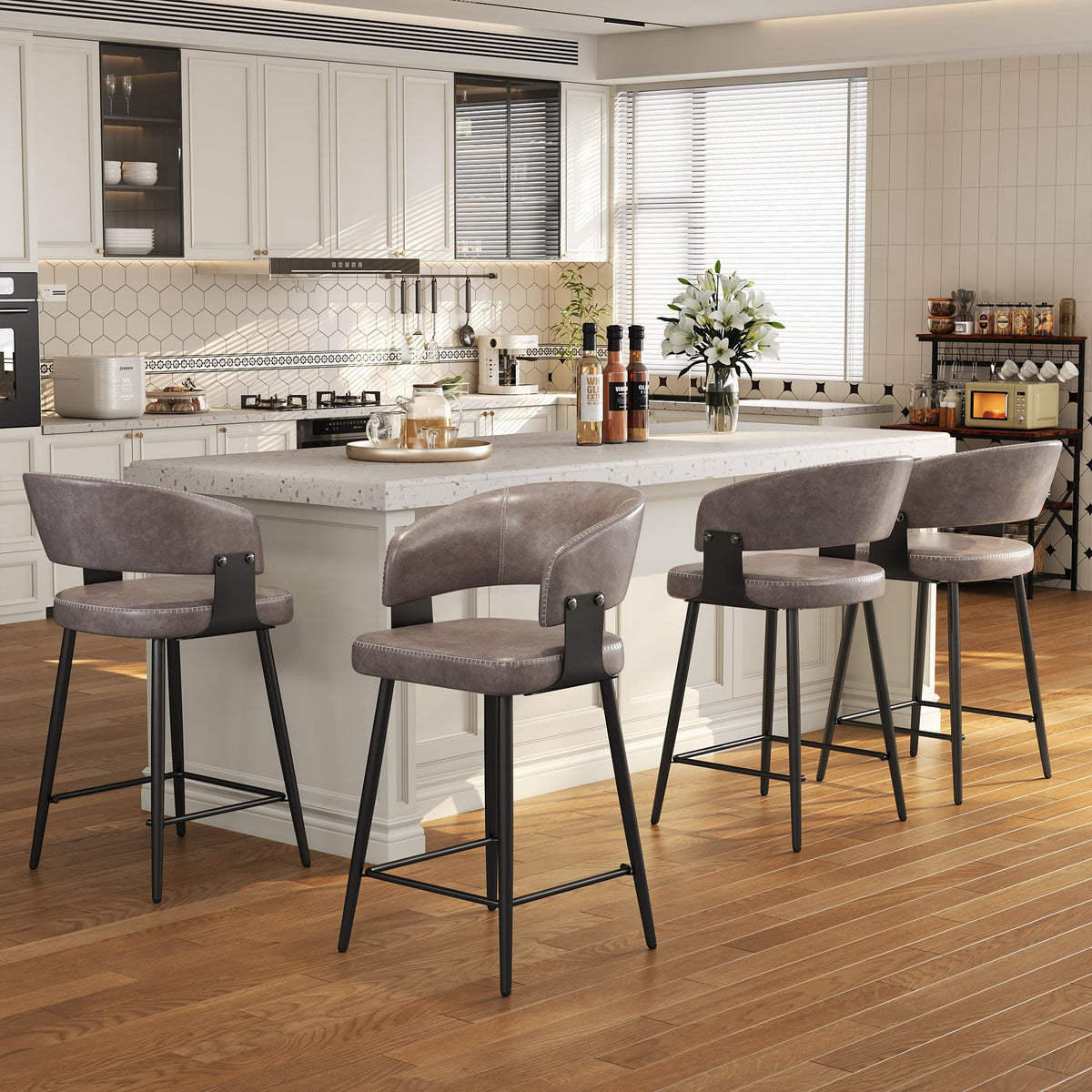 Euklea Modern Faux Leather Dining Chairs, Set of 2