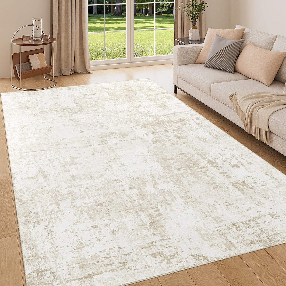 DUKINO Black Floral Area Rug for Modern Home Decor