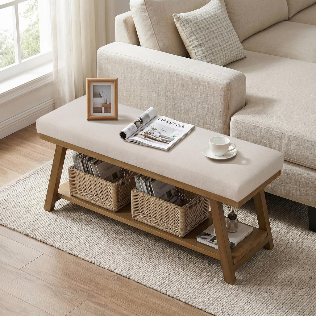 Zihanhome 45-Inch Upholstered Entryway Storage Bench