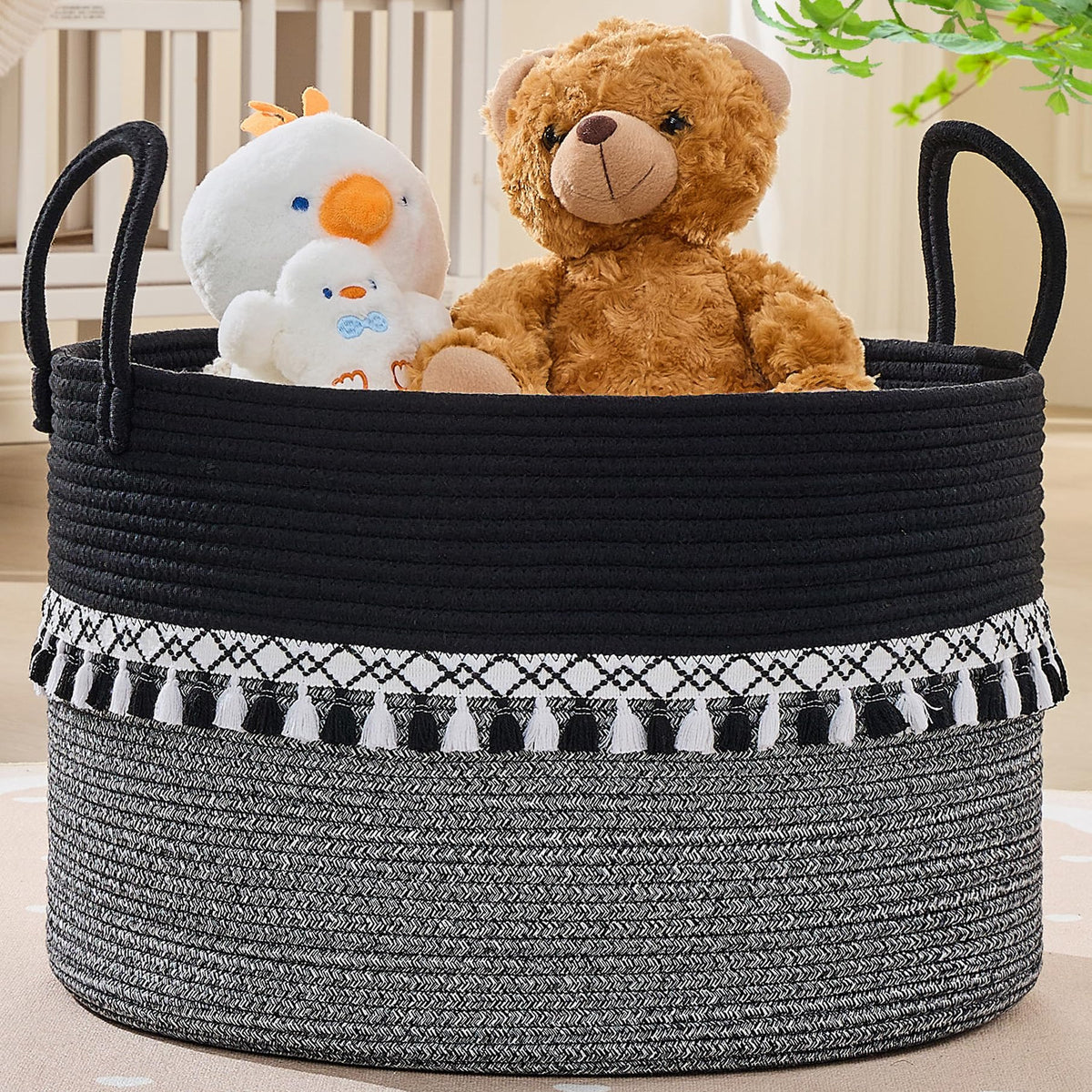 KAKAMAY 20 x 13-Inch Woven Cotton Rope Storage Basket