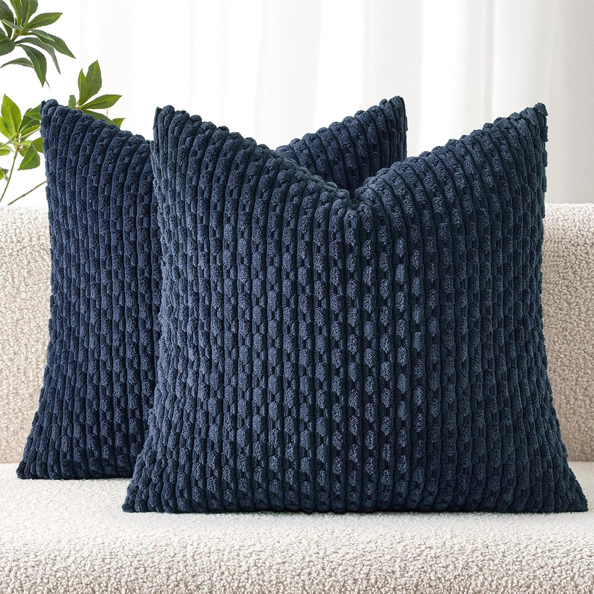 MIULEE Striped Corduroy Throw Pillow Covers, Set of 2