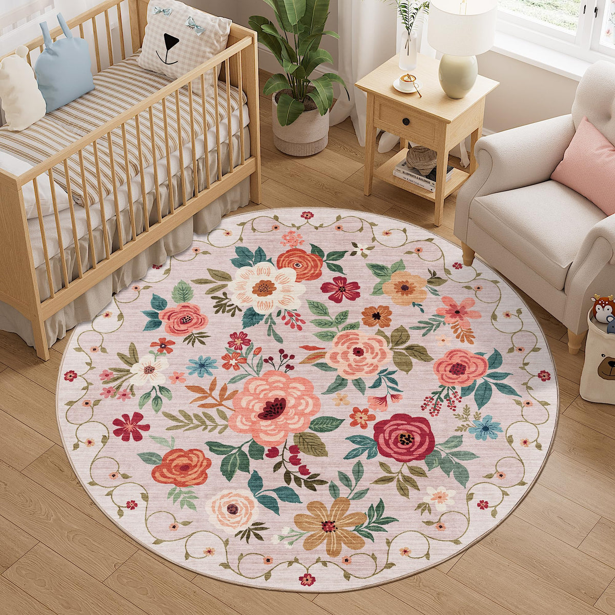 DUKINO Black Floral Area Rug for Modern Home Decor