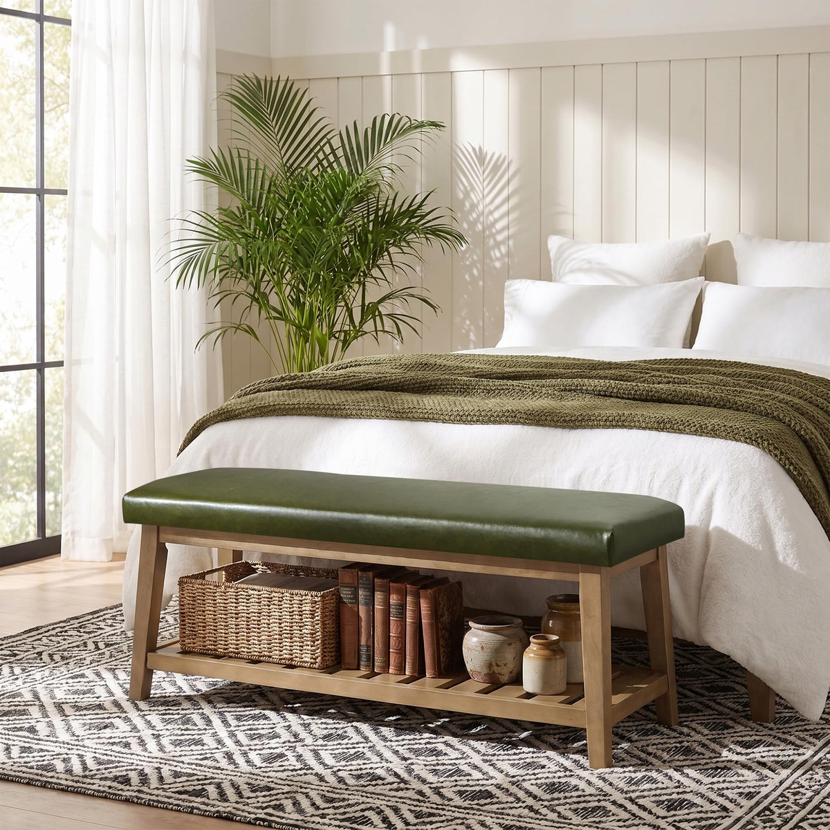 Upholstered Entryway Shoe Bench for Bedroom & Hallway