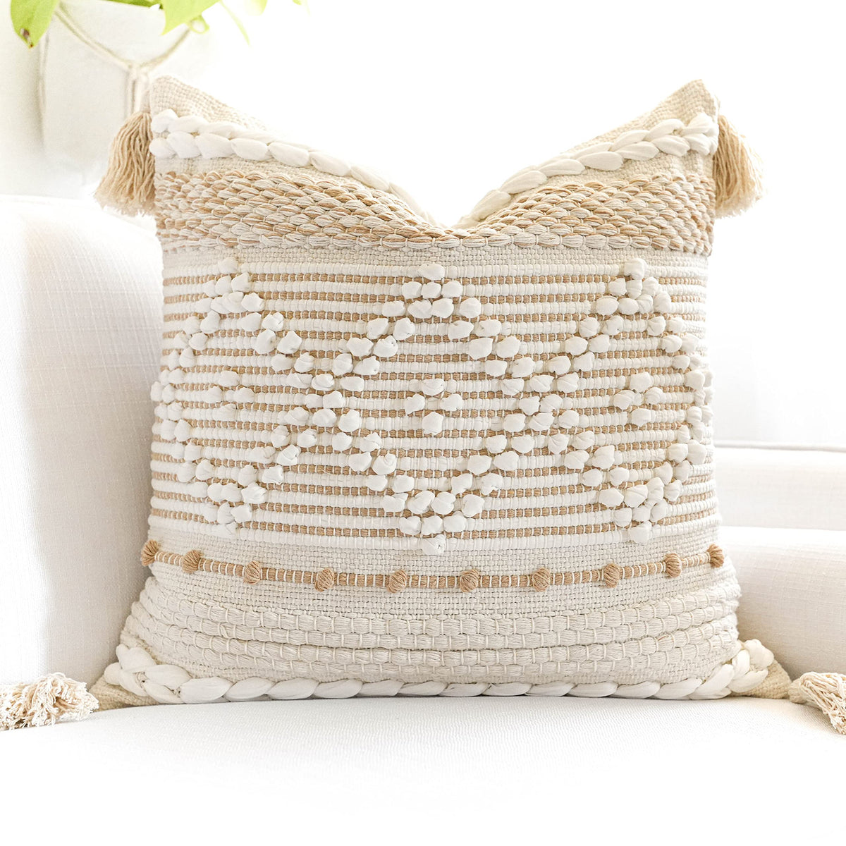 BlissBlush Boho Decorative Throw Pillow Cover for Sofa