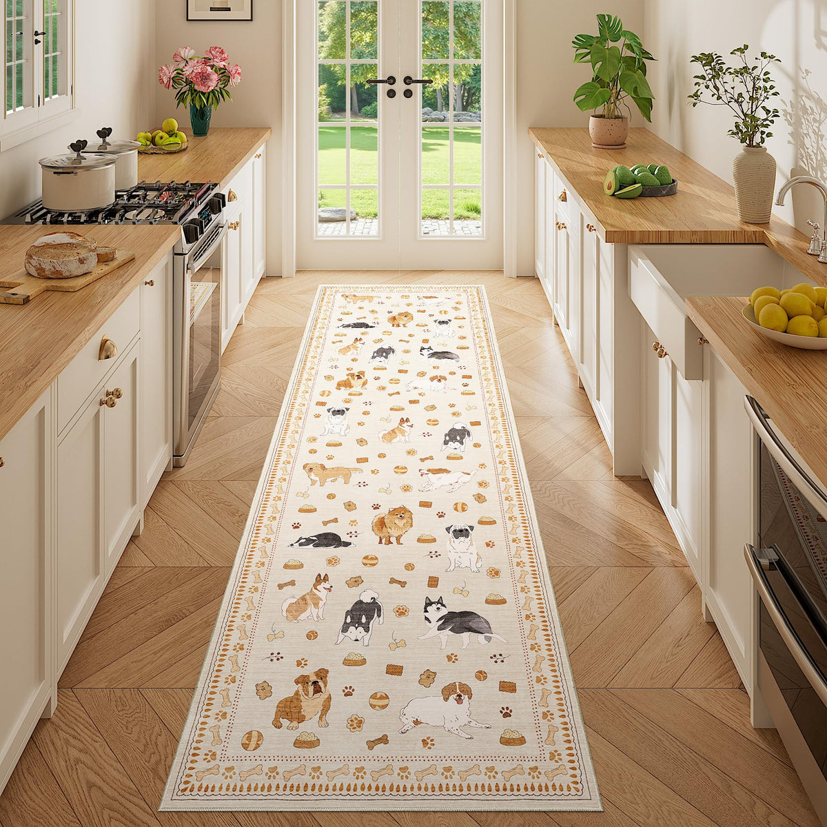 DUKINO Black Floral Area Rug for Modern Home Decor