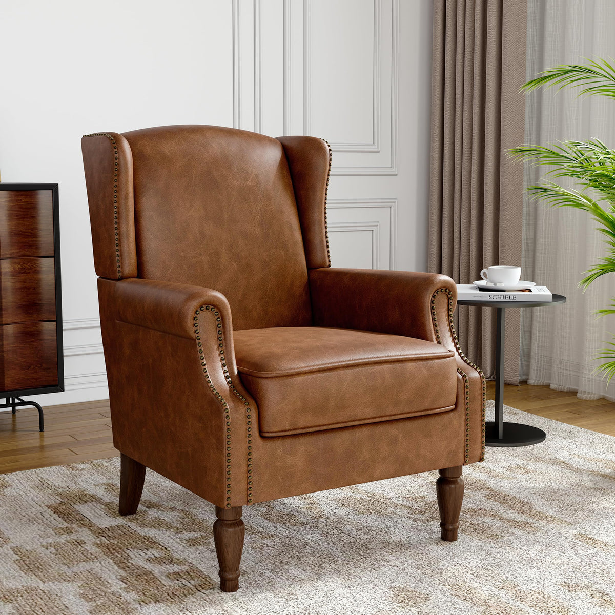 Qatiby High-Back Upholstered Wingback Accent Chair