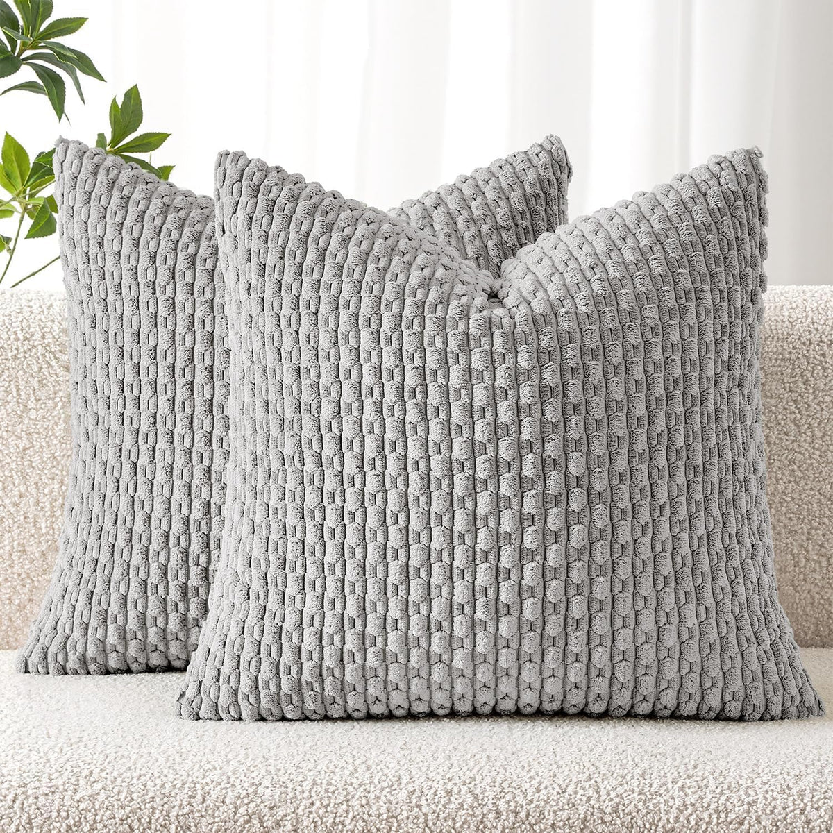 MIULEE Striped Corduroy Throw Pillow Covers, Set of 2