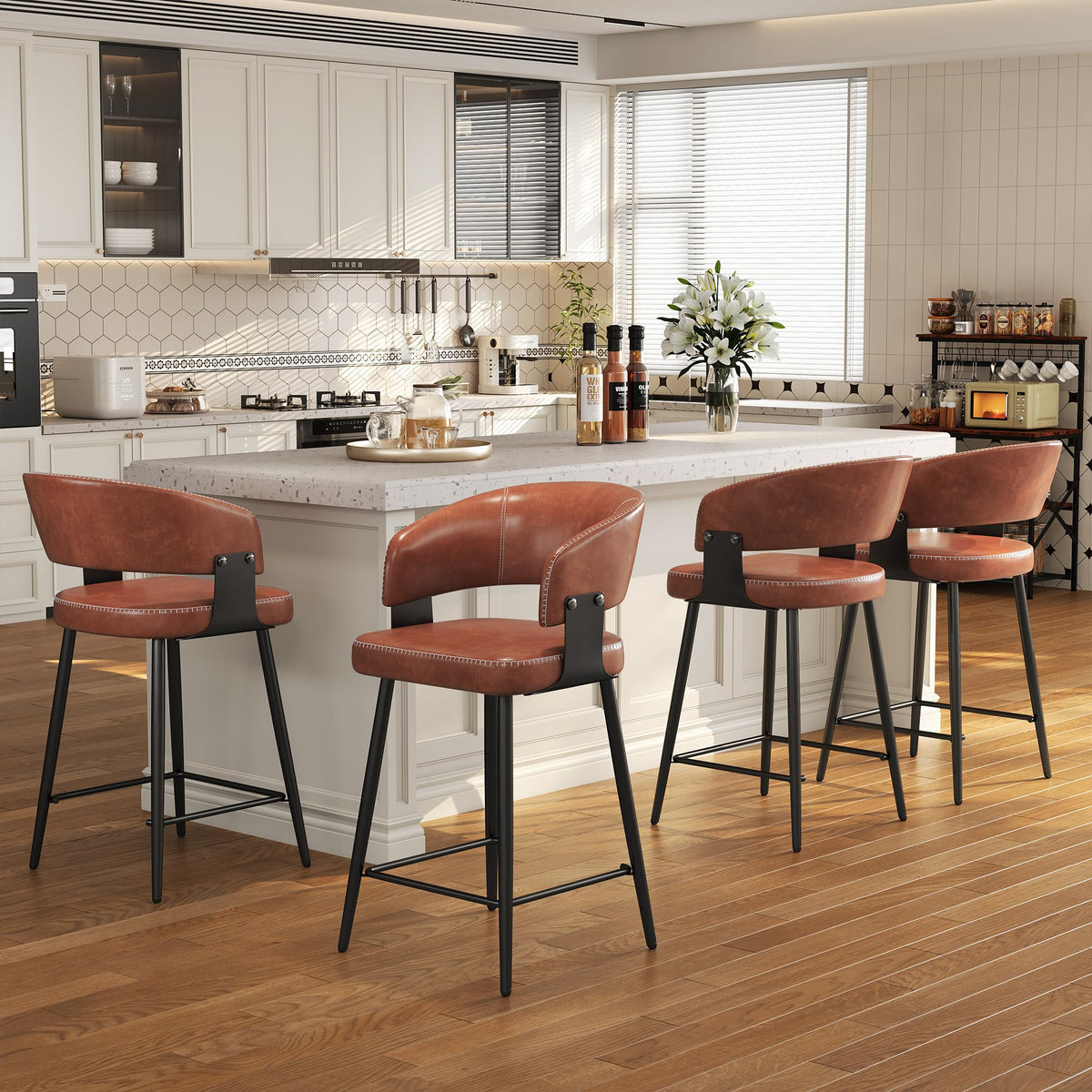 Euklea Modern Faux Leather Dining Chairs, Set of 2