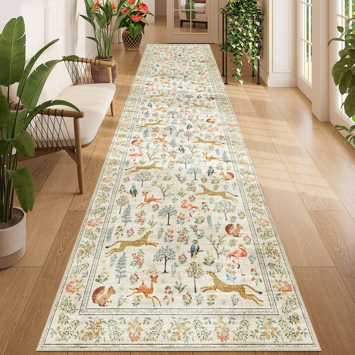 DUKINO Black Floral Area Rug for Modern Home Decor
