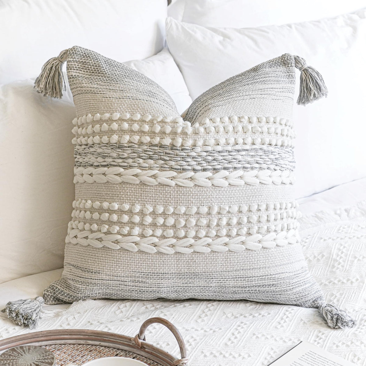 BlissBlush Boho Decorative Throw Pillow Cover for Sofa