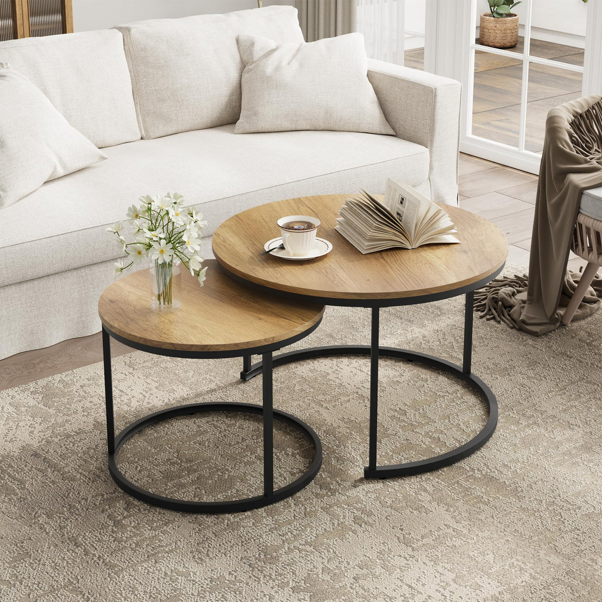 Smuxee Nesting Coffee Tables for Living Room, Set of 2