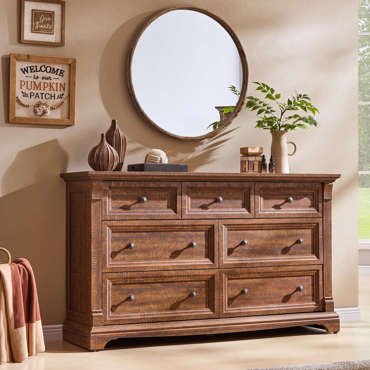 T4TREAM Farmhouse Drawer Dresser for Bedroom Storage