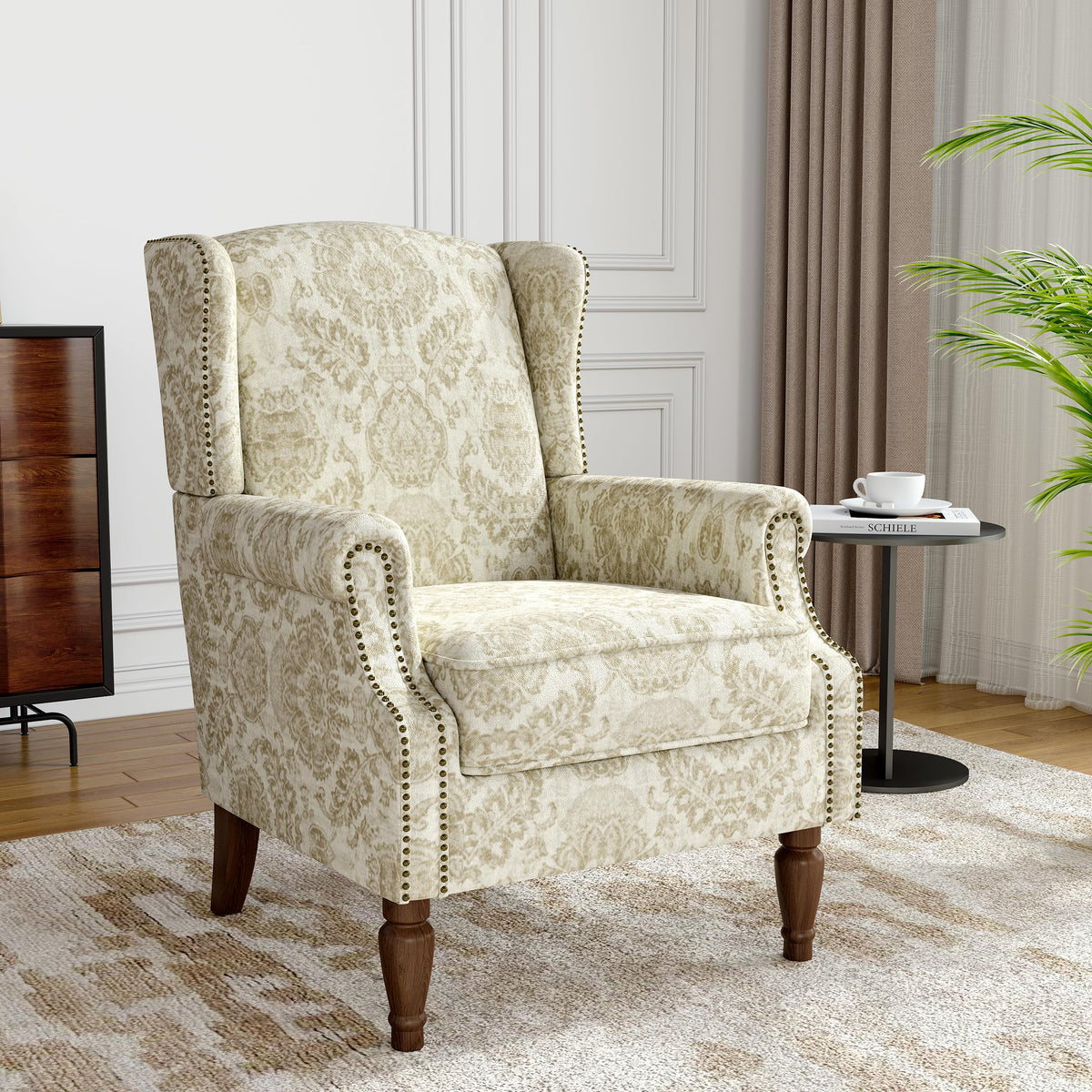 Qatiby High-Back Upholstered Wingback Accent Chair