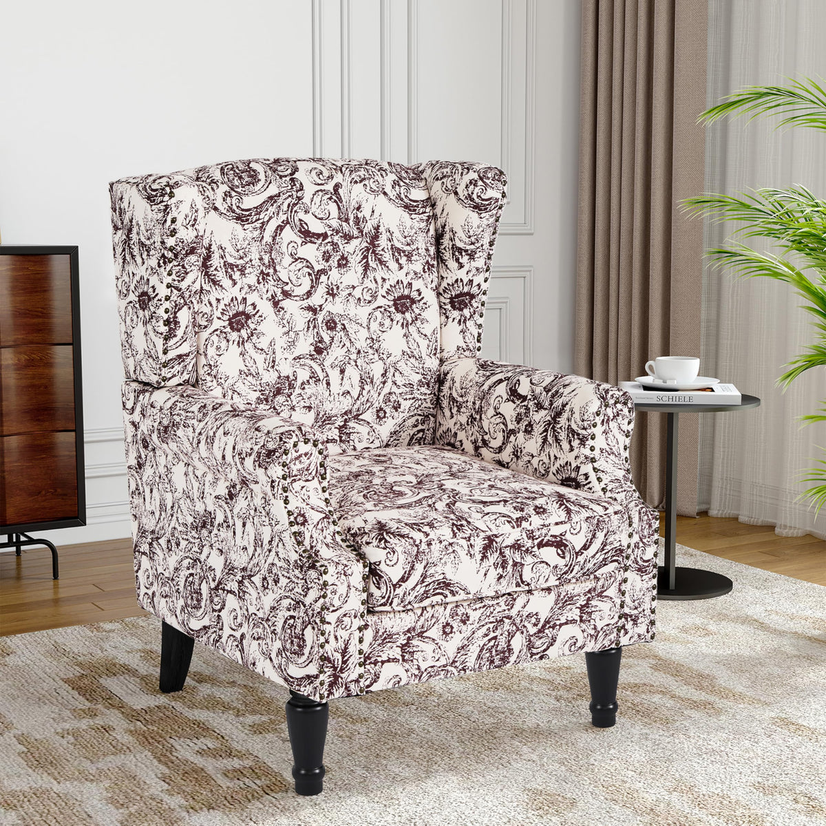 Qatiby High-Back Upholstered Wingback Accent Chair