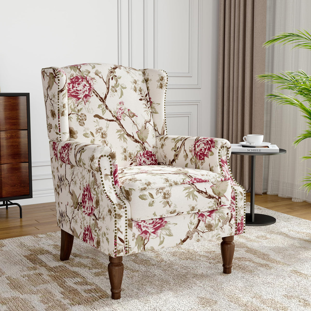 Qatiby High-Back Upholstered Wingback Accent Chair