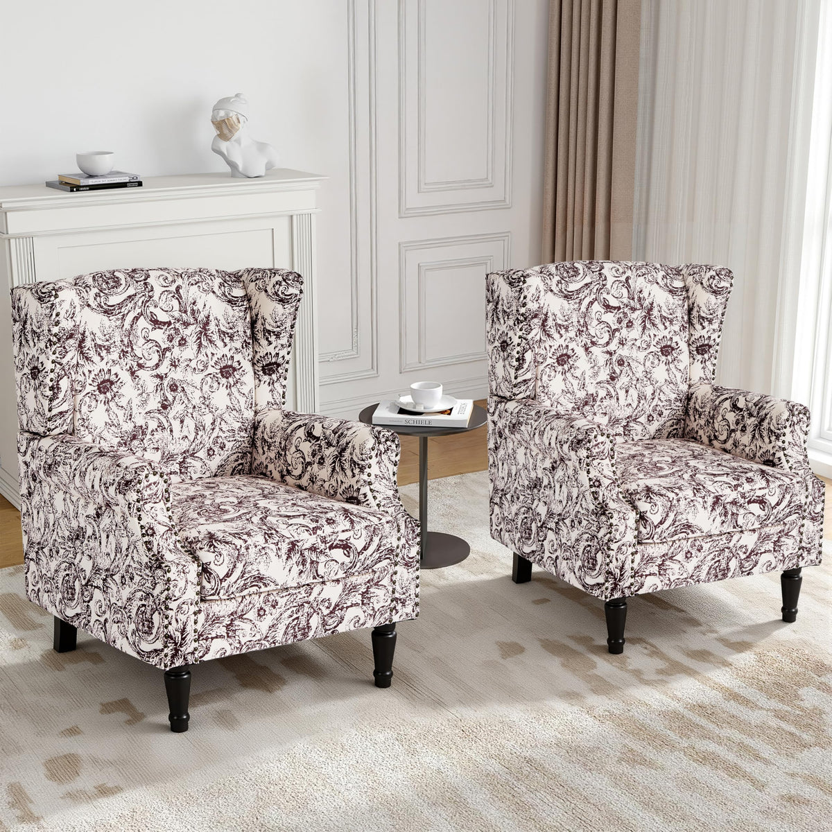 Qatiby High-Back Upholstered Wingback Accent Chair