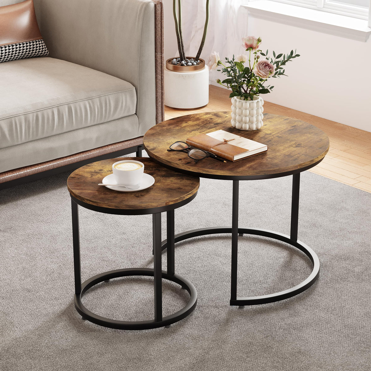 Smuxee Nesting Coffee Tables for Living Room, Set of 2